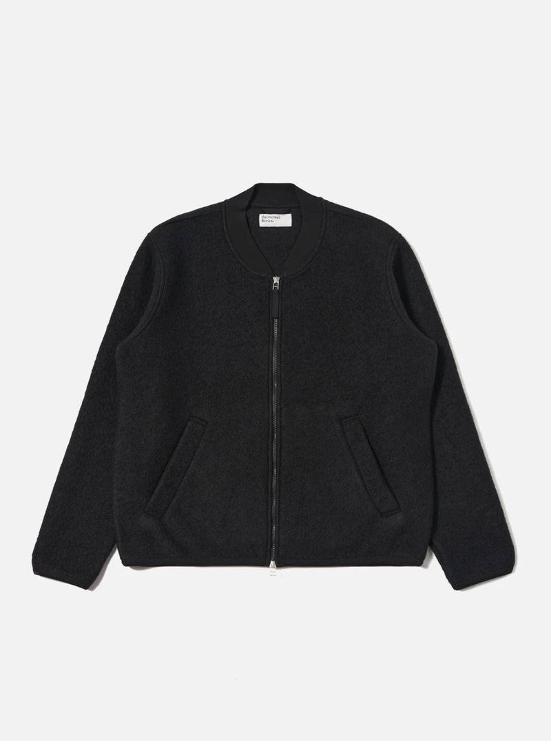 Universal Works Wool Fleece Zip Bomber (Black)