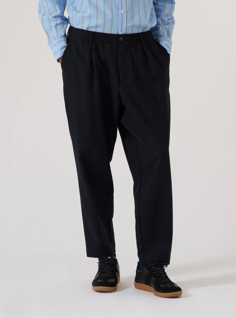 Universal Works Upcycled It Tweed Pleated Track Pant (Dark Navy)