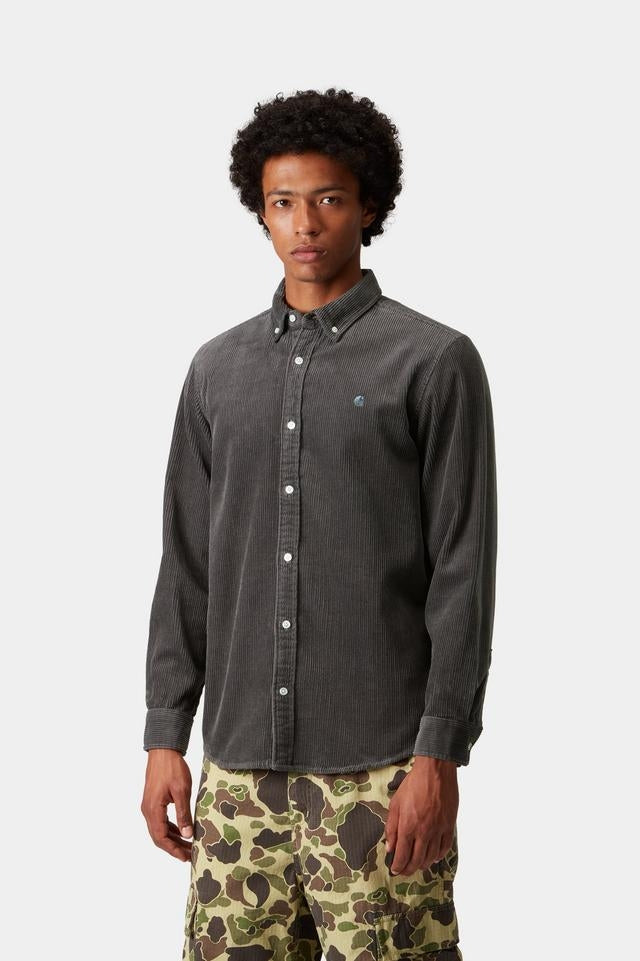 Carhartt WIP L/S Madison Cord Shirt 100% Cotton Corduroy, 8 Wales, 9.1 oz (Graphite / Graphite)