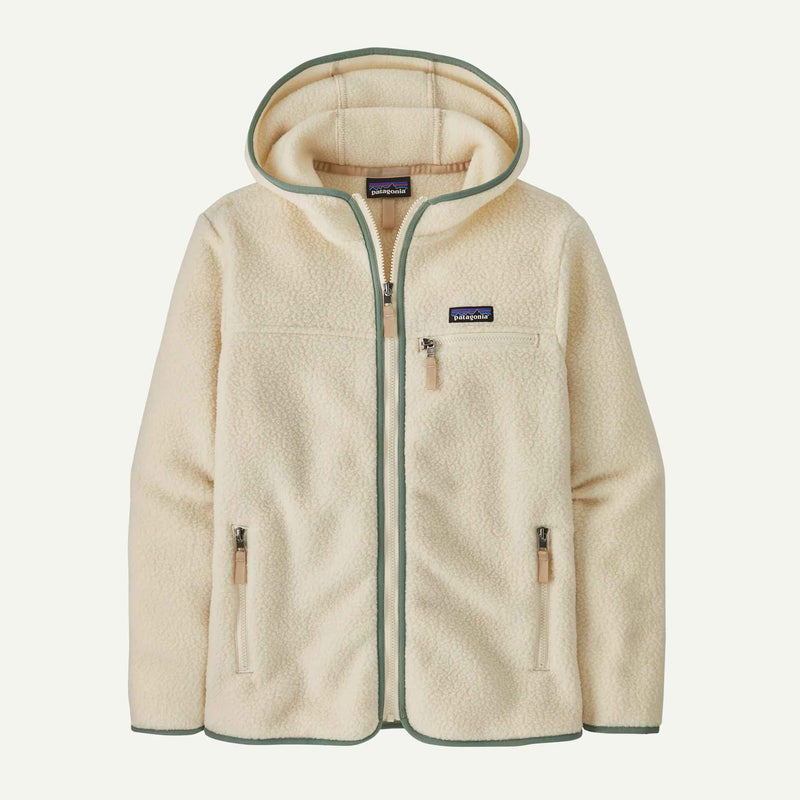 Patagonia W's Retro Pile Hoody (Natural w/Ellwood Green)