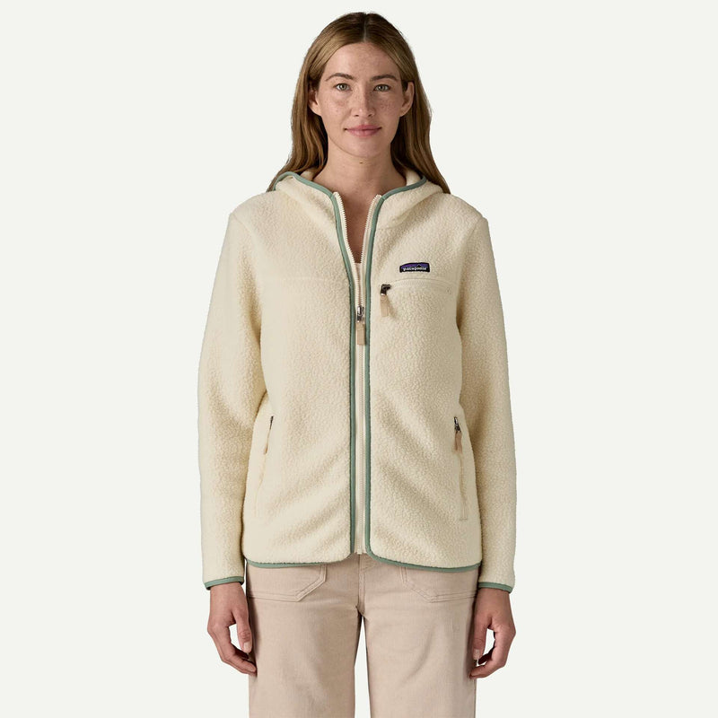 Patagonia W's Retro Pile Hoody (Natural w/Ellwood Green)