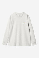 Carhartt WIP L/S American Script T-Shirt Organic Cotton Single Jersey, 240 g/m² (Ash Heather)