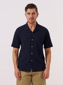 Universal Works Road Shirt Seersucker Shirting (Navy)