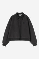 Carhartt WIP W' Brenta Polo Sweat Cotton Sweat, 400 g/m² (Black / White heavy stone wash)