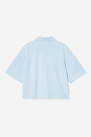 Carhartt WIP W' S/S Carhartt Script Polo TS Cotton Garment Washed Piqué, 240 g/m² (Icaria / White)
