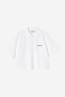 Carhartt WIP W' S/S Carhartt Script Polo TS Cotton Garment Washed Piqué, 240 g/m² (White / Black)