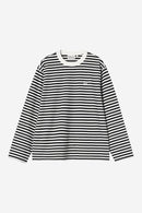 Carhartt WIP W' L/S Ezra T-Shirt Cotton Single Jersey, 205 g/m² Ezra Stripe, (Black / Wax)
