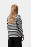 Carhartt WIP W' L/S Ezra T-Shirt Cotton Single Jersey, 205 g/m² Ezra Stripe, (Black / Wax)