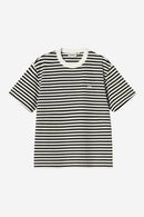 Carhartt WIP W' S/S Ezra T-Shirt Cotton Single Jersey, 205 g/m² (Ezra Stripe, Black / Wax)