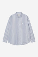 Carhartt WIP L/S Beale Shirt Cotton Dobby, 3.8 oz Beale Stripe, (Gentle Blue / White)