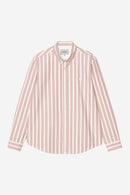 Carhartt WIP L/S Deven Shirt Cotton Oxford, 4.7 oz Deven Stripe, (Oxide Red / White)