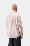 Carhartt WIP L/S Deven Shirt Cotton Oxford, 4.7 oz Deven Stripe, (Oxide Red / White)