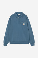 Carhartt WIP Half Zip Detroit Sweat Cotton Sweat, 430 g/m² (Blue River stone washed)