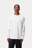 Carhartt WIP L/S Chase T-Shirt 100% Cotton Combed Single Jersey, 235 g/m² (White / Gold)