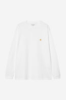 Carhartt WIP L/S Chase T-Shirt 100% Cotton Combed Single Jersey, 235 g/m² (White / Gold)