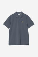 Carhartt WIP S/S Chase Pique Polo Cotton Garment Washed Piqué, 240 g/m² (Cozy Blue / Gold)