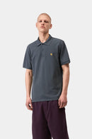 Carhartt WIP S/S Chase Pique Polo Cotton Garment Washed Piqué, 240 g/m² (Cozy Blue / Gold)