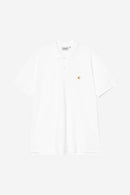 Carhartt WIP S/S Chase Pique Polo Cotton Garment Washed Piqué, 240 g/m² (White / Gold)