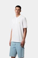 Carhartt WIP S/S Chase Pique Polo Cotton Garment Washed Piqué, 240 g/m² (White / Gold)