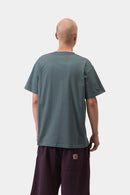 Carhartt WIP S/S Chase T-Shirt 100% Cotton Combed Single Jersey, 235 g/m² (Cozy Blue / Gold)