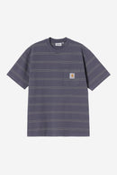 Carhartt WIP S/S Bert Pocket T-Shirt Organic Cotton/Polyester Single Jersey, 220 g/m² (Bert Stripe, Shady Purple)