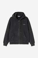 Carhartt WIP Hooded Painter Jacket Cotton Sweat, 430 g/m² (Black destroy wash, splatter)