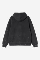 Carhartt WIP Hooded Painter Jacket Cotton Sweat, 430 g/m² (Black destroy wash, splatter)
