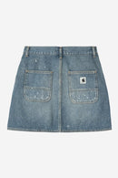 Carhartt WIP W' Maeve Double Knee Skirt 100% Cotton 'Smithtown' Denim, 12 oz (Blue destroy wash, splatter)