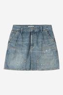 Carhartt WIP W' Maeve Double Knee Skirt 100% Cotton 'Smithtown' Denim, 12 oz (Blue destroy wash, splatter)