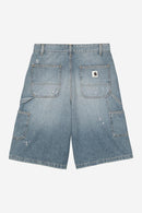 Carhartt WIP W' Nixon Double Knee Short 100% Cotton 'Smithtown' Denim, 12 oz (Blue destroy wash, splatter)