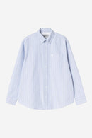 Carhartt WIP FW27 L/S Kanan Shirt Cotton Oxford, 4.7 oz Kanan Stripe, Bleach