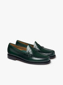 G.H. Bass Fw27 Weejun Mens Heritage Larson Moc Pen Leather Upper/Polished Leather Sole Dark Green Lthr