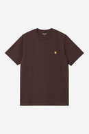 Carhartt WIP FW27 S/S Chase T-Shirt 100% Cotton Combed Single Jersey, 235 g/m² Palisander / Gold