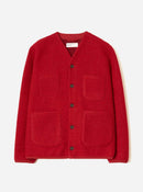 Universal Works FW27 Cardigan Wool Fleece Scarlet