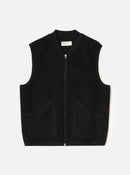 Universal Works FW27 Zip Waistcoat Wool Fleece Black
