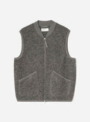 Universal Works FW27 Zip Waistcoat Wool Fleece Grey Marl