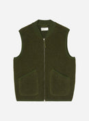 Universal Works FW27 Zip Waistcoat Wool Fleece Olive