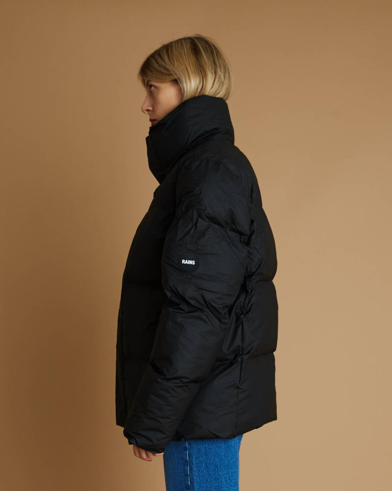 Rains Boxy Puffer Jacket (Black)