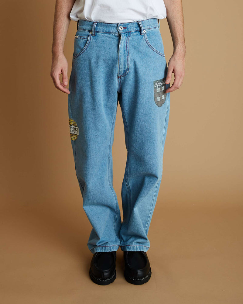 Rassvet Varsity Straight Denim Trousers (Light Blue)