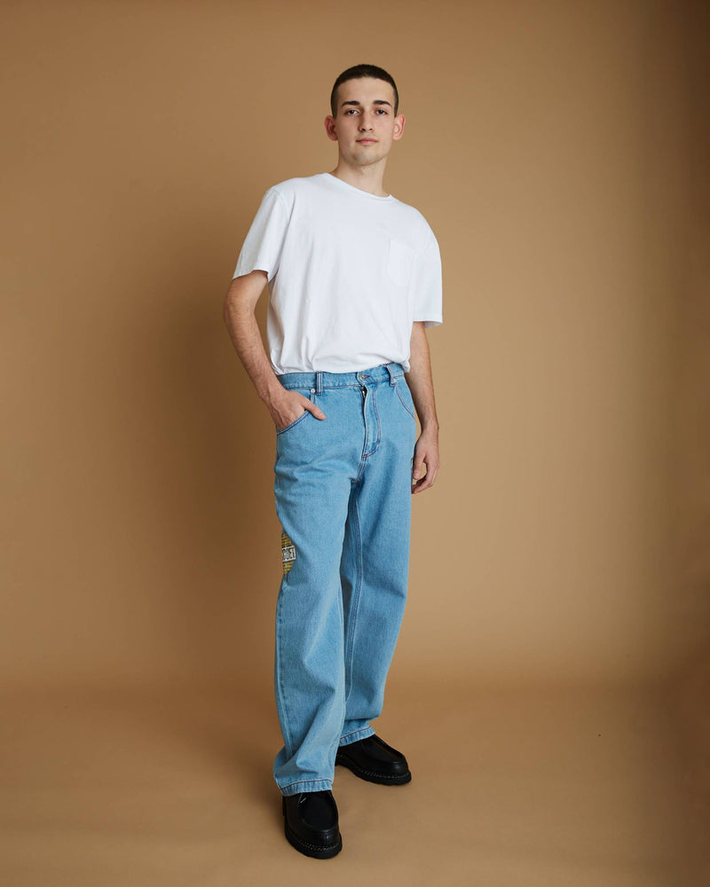 Rassvet Varsity Straight Denim Trousers (Light Blue)