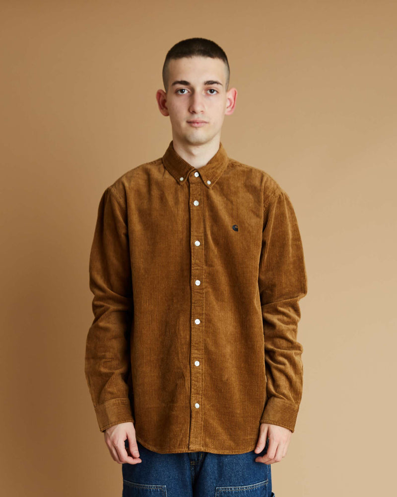 Carhartt L/S Madison Cord Shirt (Hamilton Brown / Black)