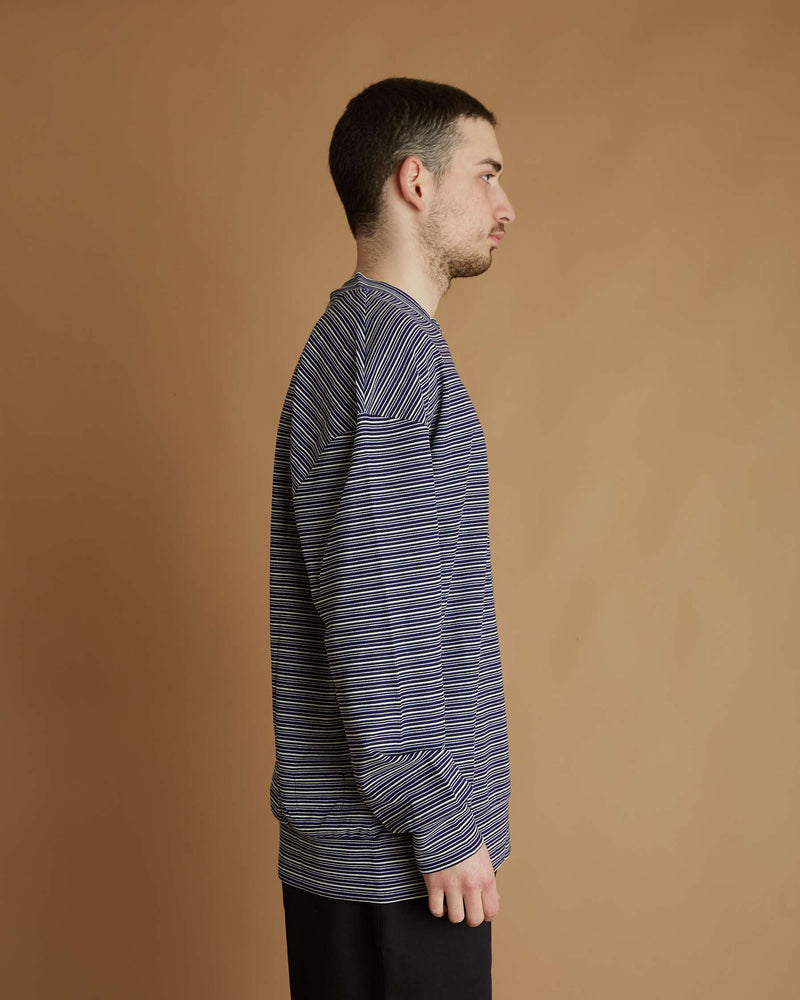 Universal Works Loose Sweatshirt Tex Stripe (Dark Navy)