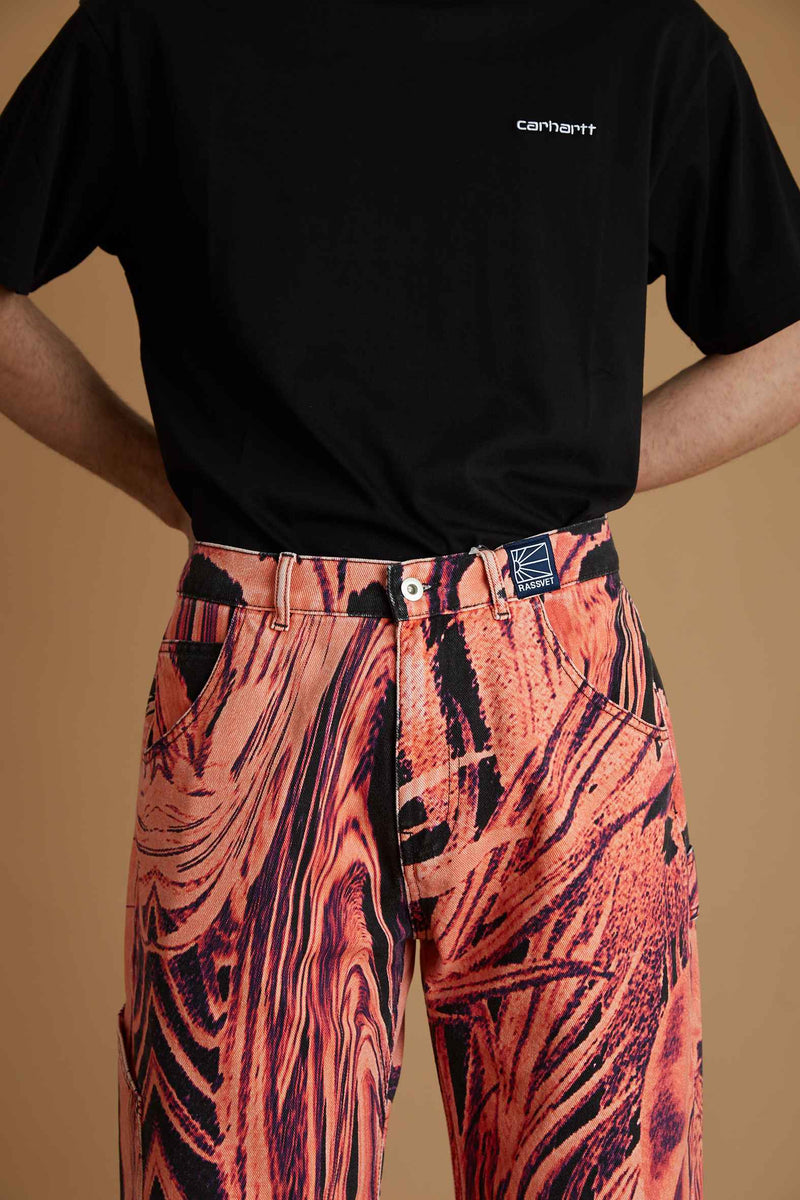 Rassvet Men Flower Single Knee Baggy De