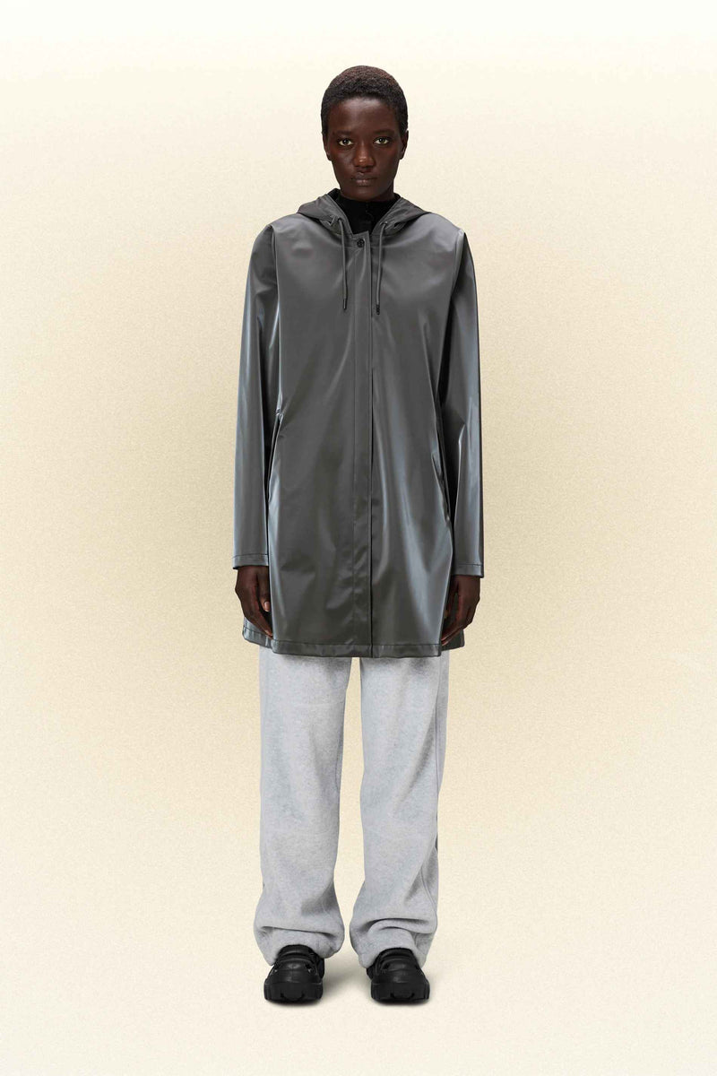 Rains A-Line Jacket (Metallic Grey)