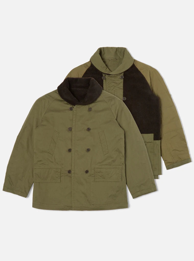 Universal Works Reversible Mackinaw Jacket Twill/Sherpa (Light Olive)