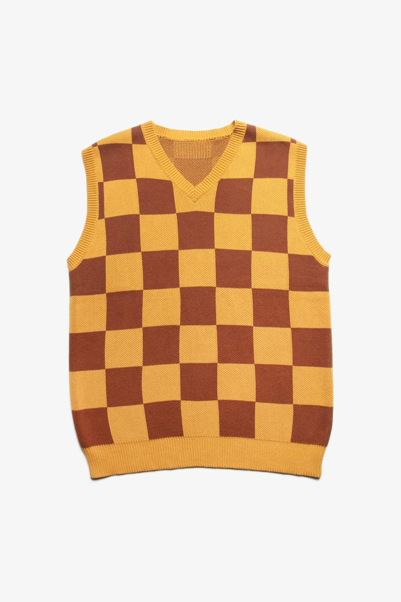 Service Works Checkerboard Knitted Vest (Pecan)