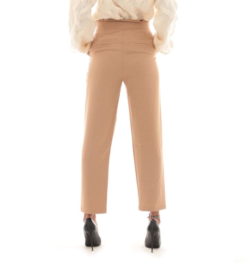 NA-KD High Waist Straight Pants (Beige)
