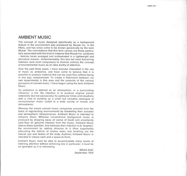 Brian Eno - Ambient 1 (Music For Airports) (12" Vinyl)