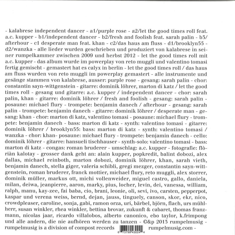 Kalabrese - Independent Dancer (2LP+MP3) | Rumpelmusig (RUMP002-1)