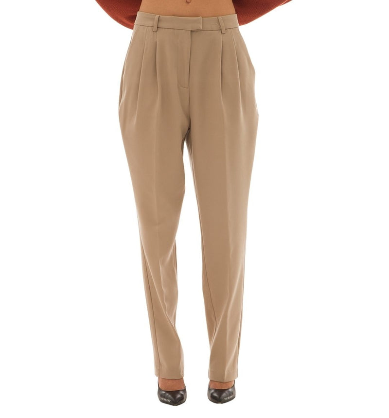 NA-KD Recycled Cropped High Waist Suit Pants (Beige)